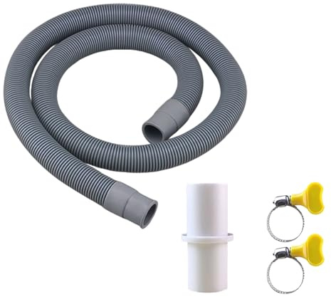 Rallonge de Tuyau de Vidange pour Lave-Linge, Tuyau de Lave-Vaisselle, Kit Universel de Tuyau de Vidange Avec 1 Raccord de Tuyau et 2 Colliers de Serrage (1 M)