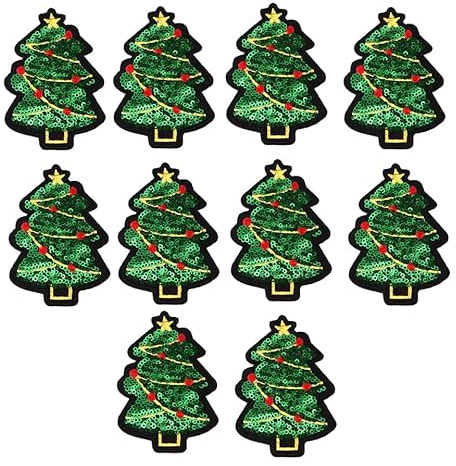 Operitacx Weihnachtsapplikationen Pailletten-Weihnachtsbaum Weihnachts-Aufnäher Zum Aufbügeln Niedliche Aufnäher Zum Aufbügeln Für Rucksack Kleidung Hose Mütze Diy-Dekoration