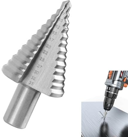 Foret Étagé 5-35mm en Spirale avec Revêtement Titane HSS, Fraise Conique pour Métal, Bois, Laiton, Aluminium, Plastique, Tige Triangulaire, Coupe Rapide et Précise