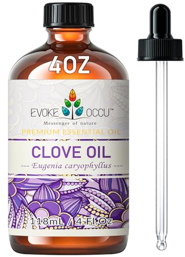EVOKE OCCU Huile Essentielle de Clou de Girofle pour Massage et Diffuseur | Pour rafraîchir la maison, parfum chaud pour nettoyage DIY, bougies et soins peau —118ml / 4 fl oz