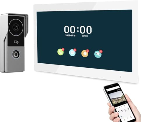 2-Draht-Video-Türsprechanlage mit 1080P-Kamera und 10-Zoll-Touch-Monitor, WiFi-Video-Türsprechanlage für Haus und Wohnung, automatischer Schnappschuss, Fernentriegelung, Tuya (Black)