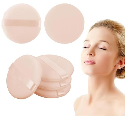 dinghaole 6 Pièces Houppettes à Poudre de Coton, pour le Visage pour le Maquillage pour le Corps pour Estomper le Fond de Teint la Crème Ruban de Maquillage Applicateur de Coussin éPonge