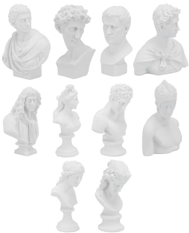 DECORNIJIA Figuras Miniatura De Yeso y Resina, Adorno Artístico Pequeño, 10 Piezas, Color Blanco, Decoración Creativa Hogar y Estudio De Dibujo