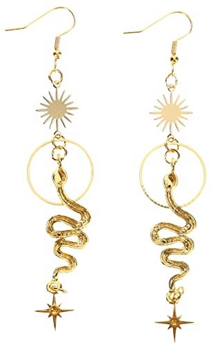 Uonlytech Goldene Schlangen Ohrstecker aus Legierung Modische Boho Ohrringe für Damen Komfortabel und Elegante Geschenkidee