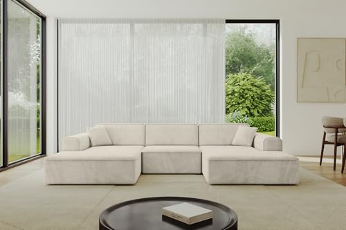 ALTDECOR Ecksofa in U-Form IREA-U1-v3 301x165x77 - Beige | Corner Sofa Bett Eckcouch Couch Wohnlandschaft Cauchsofa