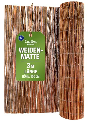 Creative Home Weidenmatte Balkon Sichtschutz Weide 100 x 300 cm (H x L) | Sichtschutz Zaun | Sichtschutzmatte Garten | Sonnenschutz Balkon Windschutz Terrasse Gartenzaun