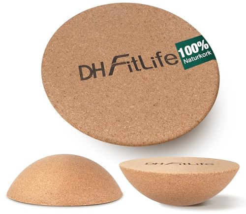DH FitLife kork-halvkula för surf balance board för vuxna | 30 × 10 cm | 360° balanshalvkula | Passar alla surf balance boards | 100% naturkork, halksäker och skonsam mot golvet