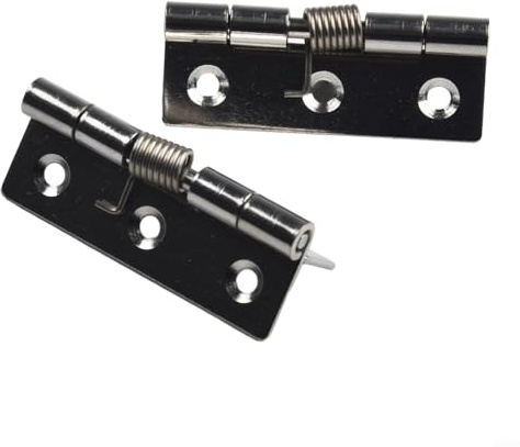 Lot de 2 charnières de porte à ressort en acier inoxydable à fermeture automatique pour armoires, boîtes, boîtes à bijoux, boîtes à instruments, tailles de 2,5 à 10,2 cm (7,6 cm)