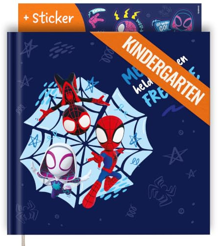 PRINTHOUSE Spidey Freundebuch Kindergarten Junge Inkl. Sticker - Offiziell Lizensiertes Marvel Produkt - Freundschaftsbuch Kindergarten Freundebuch Jungs Meine Kindergartenfreunde Buch 20x20