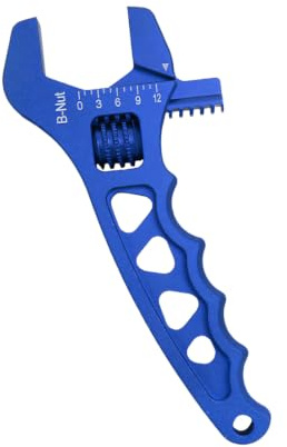 Brake Line Wrench Adjustable AN3 to AN12 B-Nut Tool, Aluminum Jaw with Thumbwheel and Scale for Hose End Service an Fitting Wrench B Nut Line Hose End Tool Brake Fitting Aluminum Jaw Thumbwheel