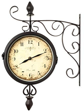 pajoma Wanduhr im antiken Design, beidseitiges Ziffernblatt, Antike Wanduhr, L 43 x B 31 x H 9 cm