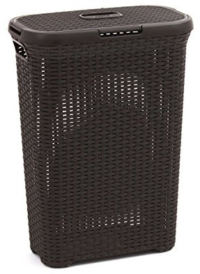 CURVER 193009 - Cesta per Biancheria in Finto Rattan, 40 Litri, in Polipropilene, 44,7 x 26,5 x 61,5 cm