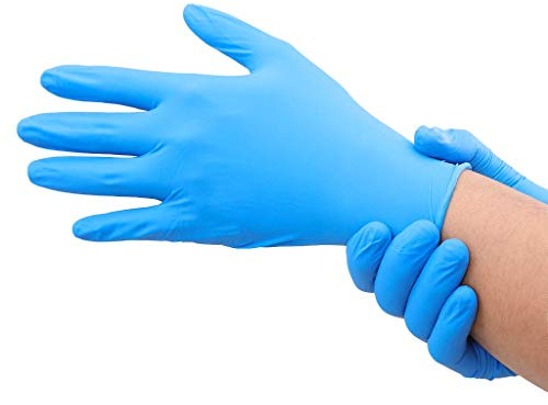 Nitrilhandschuhe 100 Stück Box Einweghandschuhe, Einmalhandschuhe, Nitril Handschuhe, Anti-Virus, Disposible Gloves, Blue (L, Blau)