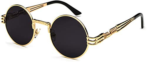 J&L Glasses Retro Klassisches Sonnenbrillen Brille mit Fensterglas Damen Herren Brillenfassung UV-Schutz, Sonnenbrillen Unisex Modische Fahrer für Golf, Autofahren, Outdoor Sport, Steampunk