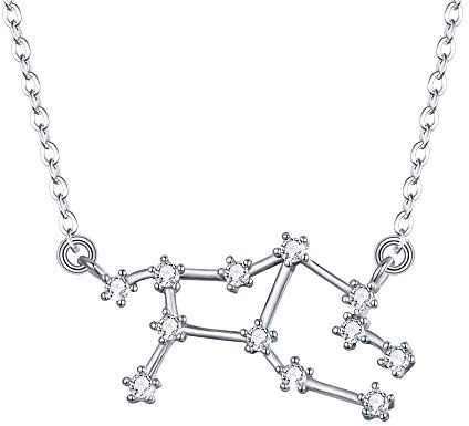 Clearine Women 925 Sterling Silver Wedding Bridal CZ Horoscope Zodiac 12 Constellation Astrology Pendant Necklace