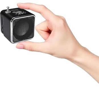 Mini Radio de Bolsillo, Altavoz Portátil de Bluetooth, FM Radios, Mini Recargable Altavoz, USB, AUX/Line-In, Soporte de Tarjeta Micro SD TF