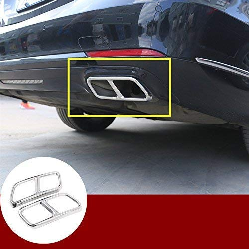 YIWANG Stainless Steel Exterior Accessories Exhaust Muffler Tail Pipe Trim Cover 2pcs For Mercedes-Benz S Class W221 W222 2010-2017 (Silver)