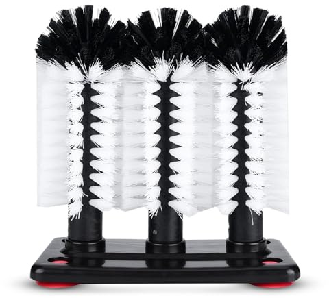 Brosse à verre, brosse de nettoyage de verre brosse bouteille avec ventouse pour Cuisine ou Bar, 19x10x19cm