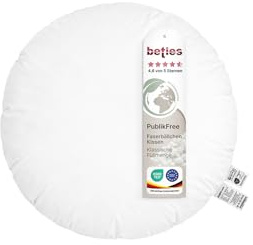 beties - PublikFree - Rundkissen Ø 40 cm – 220 g Faserbällchen – tierfreies Premium Innenkissen & Kissenfüllung – Baumwoll Inlett waschbar – Sofakissen rund – weich & bauschig