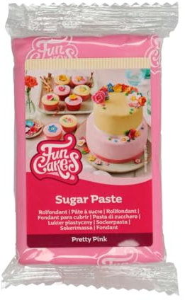 FunCakes Pasta di Zucchero Pretty Pink: facile da usare, liscia, flessibile, morbida e pieghevole, perfetta per decorare torte, halal, kosher e senza glutine. 250 gr