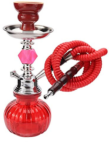 chicha 10,4Premium 1 Tuyau Narguilé Ensemble Complet Mini Citrouille Vase en Verre a Narguilé Portable Accessoires de Narguilé (Color : Red)