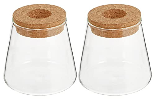 Cabilock 2Pcs Glas Pflanzer Hydro Vase Mit Holz Deckel - Birne Glas Vase Propogation Station für Hydrokultur Pflanzen - Home Büro Garten Dekoration