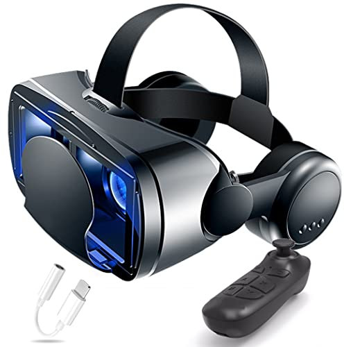 JYMYGS Gafas de Realidad Virtual, 3D VR Gafas con Controlador Bluetooth para Juegos Visión Panorámico VR Glasses para iPhone 13 Pro Max/13 Pro/13/12/11, para Samsung Galaxy S21, Huawei, Xiaomi