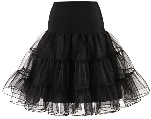 SSDH Jupe Jupon Années 50 Robe Rockabilly Jupons Crinoline pour Femmes S-2XL (Noir, M)