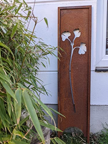 Zen Man Ädelgaller trädgård tavla trädgårdsskylt rost metall tavla trädgårdsskylt ginkgo B 29 cm H 125 cm