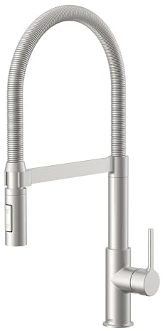 Lenz Küchenarmatur ALUNA in Edelstahl – Flexible Pendelbrause | Federbrause, 360° schwenkbar, 2 Strahlarten, Magnetische Halterung, Anti-Fingerabdruck Oberfläche, Höhe 47,5 cm, 46070511