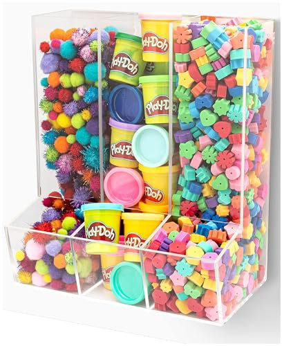 SimplyImagine Triple Toy Dispenser - Clear Acrylic, 3-Compartment