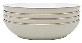 Denby - Linen Cream White Pasta Bowls Set of 2 - Dishwasher Microwave Safe Crockery - Ceramic Stoneware Tableware Natural Tones