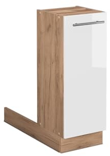 Vicco Kücheninsel Fame-Line, Weiß Hochglanz, 30 cm | MDF-Front · 1 Einlegeboden · Höhenverstellbare Füße · Metallgriffe · Soft-Close