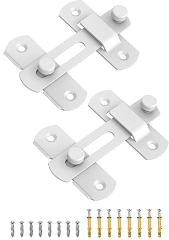 MeBantoo Sliding Barn Door Lock, Stainless Steel Safety Flip Gate Latches & Door Bolt Locks for Wine Cabinet, Bathroom, Outdoor, Garage, Garden, Closet (2, White)