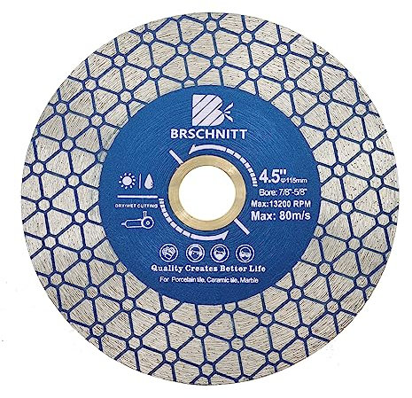 Lame de scie diamantée pour carrelage 115mm-BRSCHNITT Disque de coupe Découpage et ponçage de carreaux de porcelaine Granit Marbre Céramique Maçonnerie