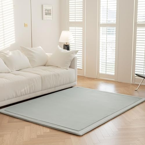 IOTXY Koralle Samt Teppich für Kinder - 200 x 280 cm Silbergrau Samtmatte | Krabbelteppich Baby, Spielmatte, Krabbeldecke für Kinderzimmer und Wohnzimmer,