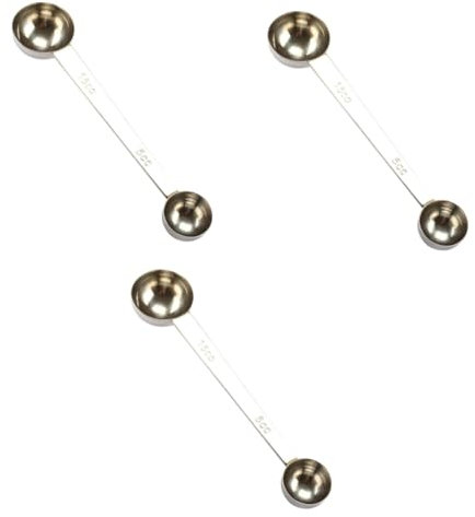 BESTonZON 3piezas Cucharas Medidoras De Café De Acero Inoxidable De Doble Cabeza Para Café Especias y Salsas Fácil Almacenamiento y Uso Cocina