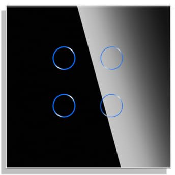 CNBINGO Touch Lichtschalter Glasscheibe Kristall Glasscheibe Glaspanel für Wandlichtschalter 4 Fach Schwarz 86mm