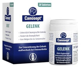 Canosept compresse per articolazioni cane - Joint Care Cani - Formula unica: con cozze dalle labbra verdi, glucosamina, Omega 3 - protezione delle articolazioni - condroprotettori cane - 20 compresse