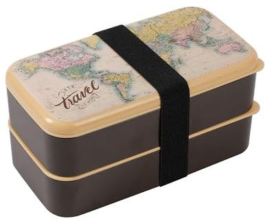 I-TOTAL® - Lunch Box pour salle à manger, bento à deux étagères avec couverts, avec valve (OLD MAP)