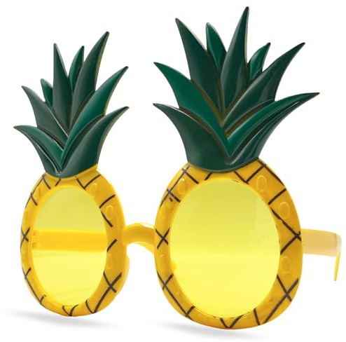 PLAYZOCO Gafas de Sol en forma de Piña, gafas de sol sin montura, Gafas diseño fruta Piña, Gafas para disfraz, Gafas para fiesta, Gafas despedida de soltero/a, Gafas carnaval, Unisex, Negras