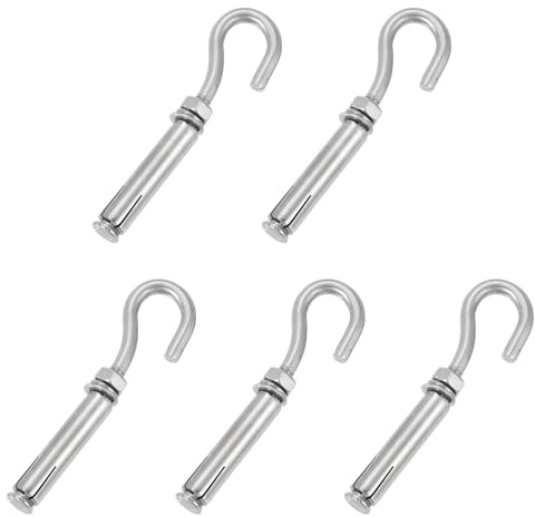 QUARKZMAN 5 Piezas Gancho de Expansión de Acero Inoxidable 304 M6, Tornillo de Gancho de Expansión de Copa Abierta Pequeña para Pared Techo Hormigón Albañilería