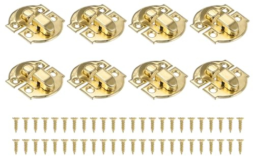 PATIKIL Small Metal Box Toggle Latch, 8 Pack Vintage Hasp Latch Lock Buckle Hardware with Mounting Screw for Wood Jewelry Cabinet Toolbox Ordinary Box, Gold