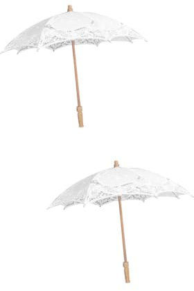 SOIMISS 2stücke Hochwertige Hochzeit Braut-lace-regenschirm Mit Weißem Holzgriff Lang Fotorequisiten Für Hochzeit Braut-dekoration Und Besondere Anlässe