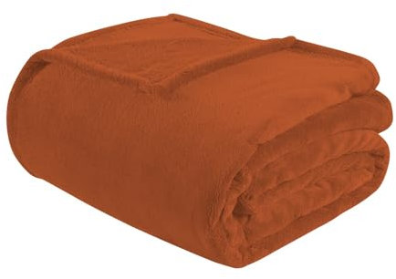 IlGruppone Coperta Plaid Tinta Unita Pile Morbida Calda 210Gr/Mq Flanella di Microfibra Letto Copertina Divano Vellutata Invernale Singolo Matrimoniale - 1 Piazza 140x190Cm - Ruggine