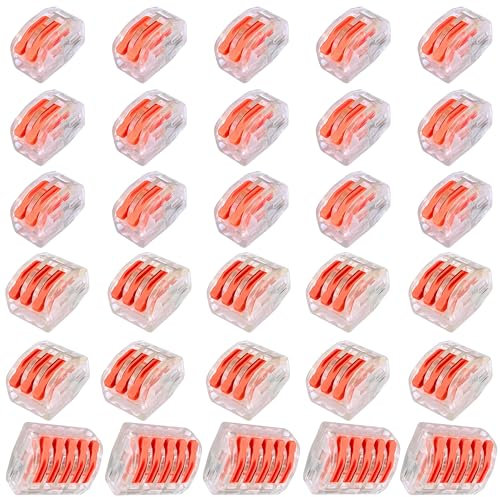 30 Conectores Rápidos de Cable Eléctrico con Palanca, Terminales Transparentes y Reutilizables para Empalme de Cobre y Aluminio, 2/3/5 Vías, Instalaciones Seguras en Hogar y Oficina