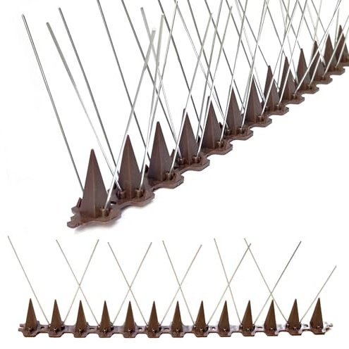 EWENYS Tiras de picos para pájaros para cercas, picos altos de acero inoxidable de 4.3 pulgadas para mantener detenidos las palomas, gaviotas o animales, valla disuasoria de ardillas y zorros de gato
