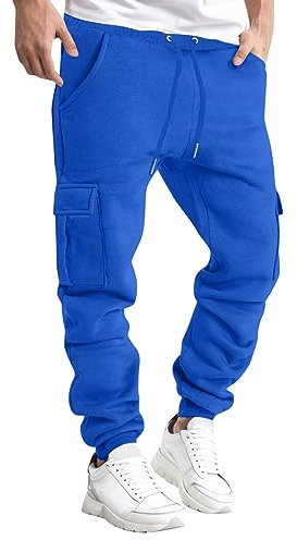 ofeirhz Cargohose für Herren, Fleece, bequem, Stretch, Kordelzug, Sweathose, Baumwolle, athletische Hose, Taschen, Arbeitshose, lockere Passform, Trainingshose, Fitnessstudio, Laufen, Sanitärhose,