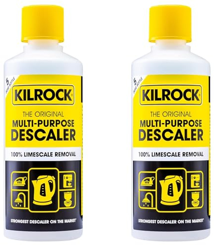 Multi-Purpose Concentrated Descaler Liquid - 100% Limescale Removal for Kettles, Irons, Shower Heads, Coffee Makers Toilet Bowls Taps - Original Biodegradable Formula Yellow 400 ml (Pack of 2)