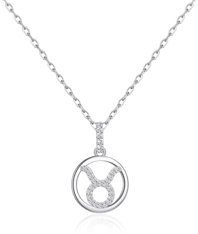 Philip Jones Collar con signo zodiacal de Tauro con cristales de Zircondia®, Adjustable, Cristal, Cristal de circonita